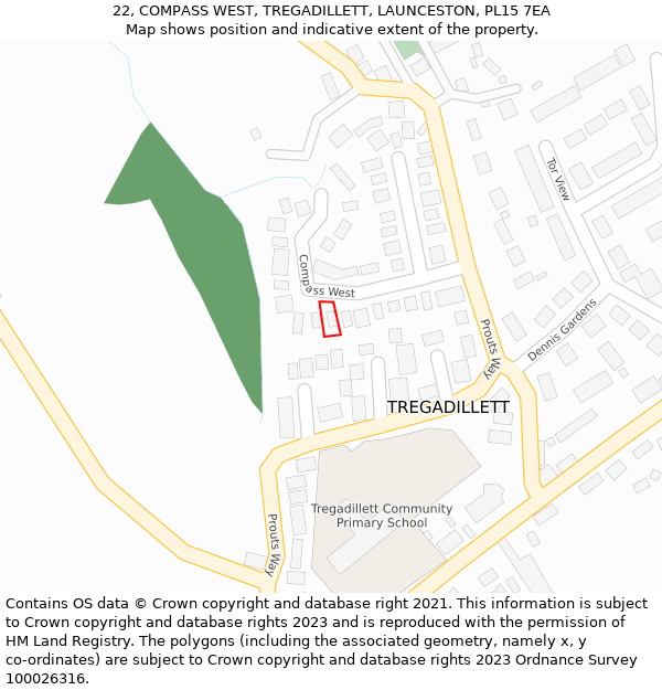 22, COMPASS WEST, TREGADILLETT, LAUNCESTON, PL15 7EA: Location map and indicative extent of plot