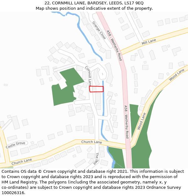 22, CORNMILL LANE, BARDSEY, LEEDS, LS17 9EQ: Location map and indicative extent of plot