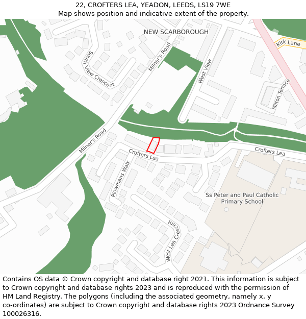 22, CROFTERS LEA, YEADON, LEEDS, LS19 7WE: Location map and indicative extent of plot
