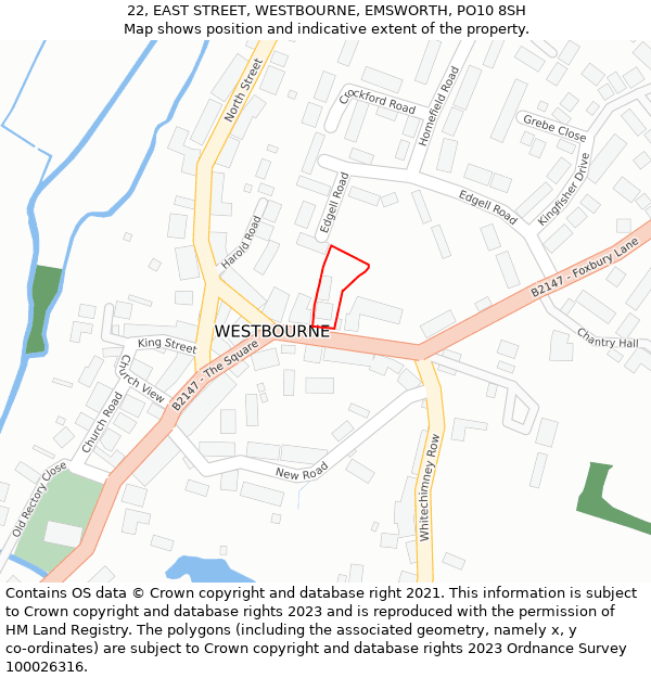 22, EAST STREET, WESTBOURNE, EMSWORTH, PO10 8SH: Location map and indicative extent of plot