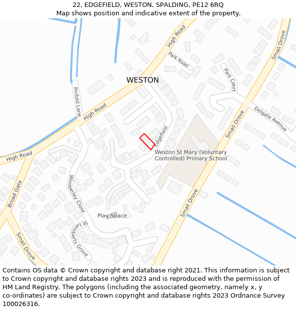 22, EDGEFIELD, WESTON, SPALDING, PE12 6RQ: Location map and indicative extent of plot