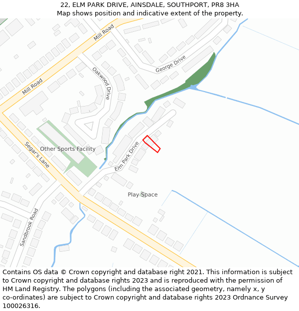 22, ELM PARK DRIVE, AINSDALE, SOUTHPORT, PR8 3HA: Location map and indicative extent of plot