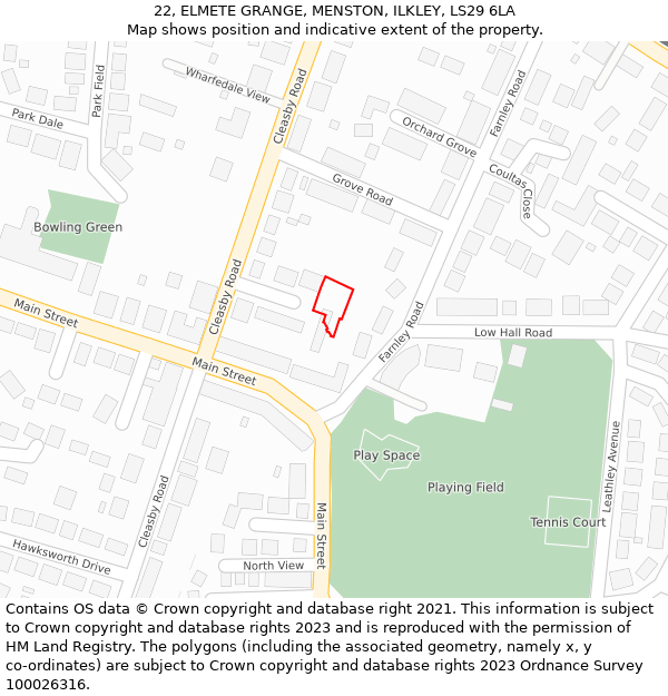 22, ELMETE GRANGE, MENSTON, ILKLEY, LS29 6LA: Location map and indicative extent of plot