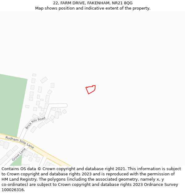 22, FARM DRIVE, FAKENHAM, NR21 8QG: Location map and indicative extent of plot