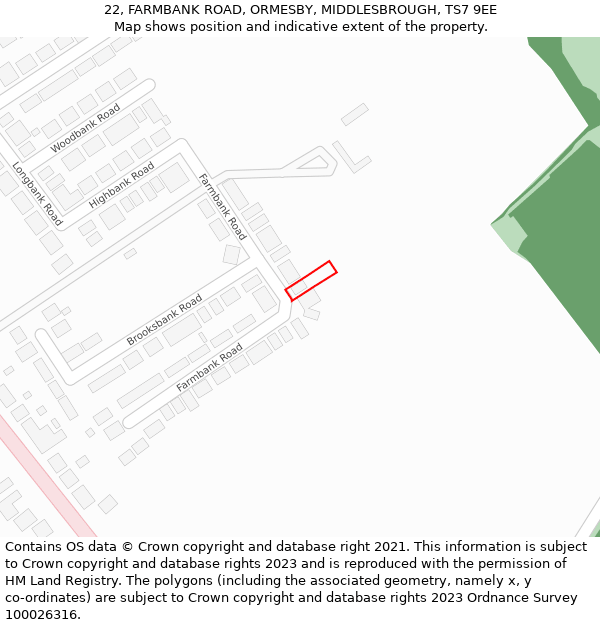 22, FARMBANK ROAD, ORMESBY, MIDDLESBROUGH, TS7 9EE: Location map and indicative extent of plot