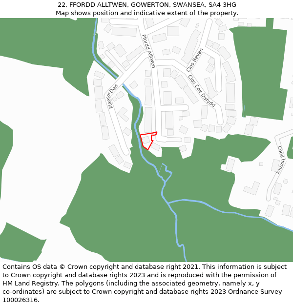 22, FFORDD ALLTWEN, GOWERTON, SWANSEA, SA4 3HG: Location map and indicative extent of plot