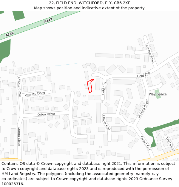 22, FIELD END, WITCHFORD, ELY, CB6 2XE: Location map and indicative extent of plot