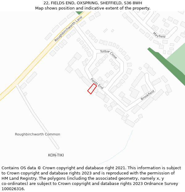 22, FIELDS END, OXSPRING, SHEFFIELD, S36 8WH: Location map and indicative extent of plot