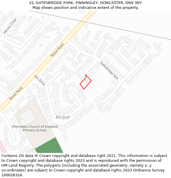 22, GATESBRIDGE PARK, FINNINGLEY, DONCASTER, DN9 3NY: Location map and indicative extent of plot