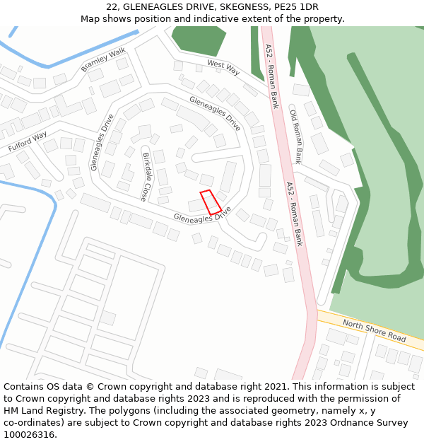 22, GLENEAGLES DRIVE, SKEGNESS, PE25 1DR: Location map and indicative extent of plot