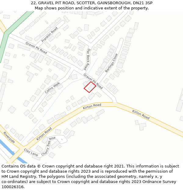 22, GRAVEL PIT ROAD, SCOTTER, GAINSBOROUGH, DN21 3SP: Location map and indicative extent of plot