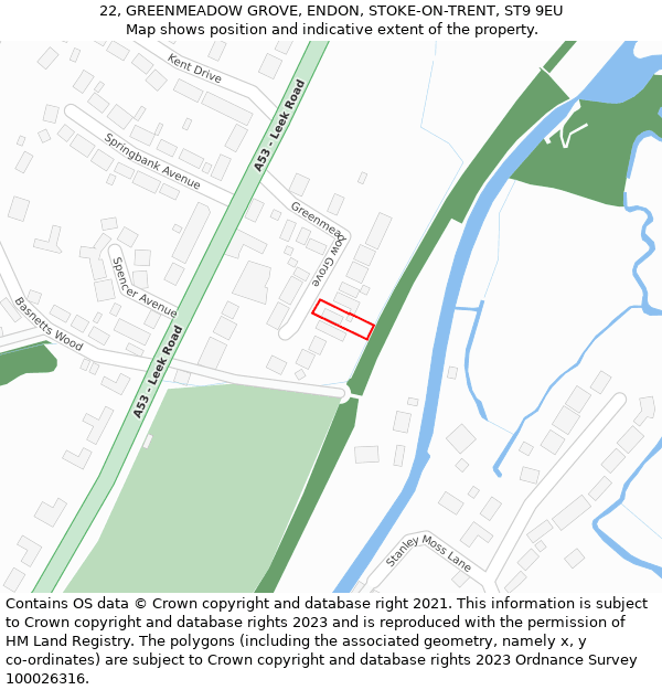 22, GREENMEADOW GROVE, ENDON, STOKE-ON-TRENT, ST9 9EU: Location map and indicative extent of plot