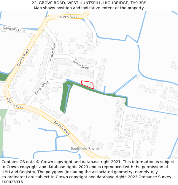 22, GROVE ROAD, WEST HUNTSPILL, HIGHBRIDGE, TA9 3RS: Location map and indicative extent of plot