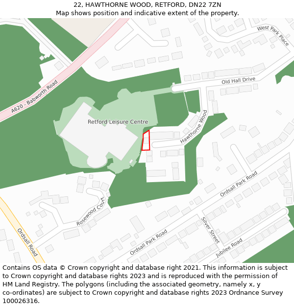 22, HAWTHORNE WOOD, RETFORD, DN22 7ZN: Location map and indicative extent of plot