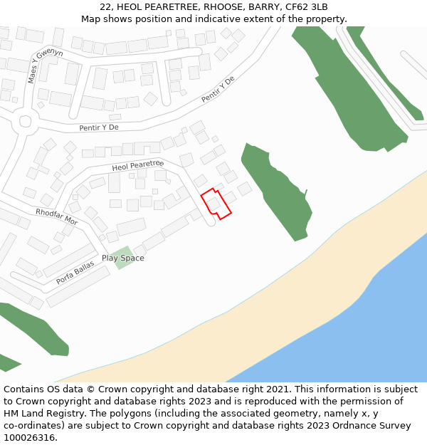 22, HEOL PEARETREE, RHOOSE, BARRY, CF62 3LB: Location map and indicative extent of plot