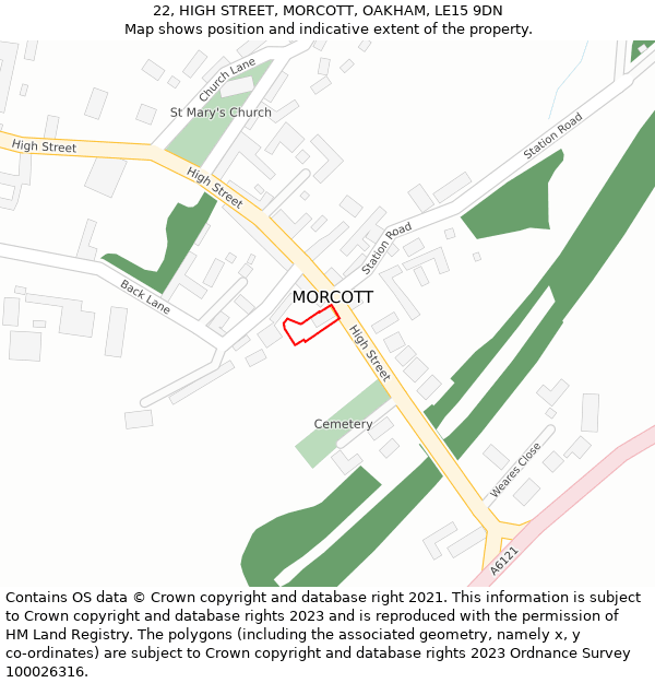 22, HIGH STREET, MORCOTT, OAKHAM, LE15 9DN: Location map and indicative extent of plot