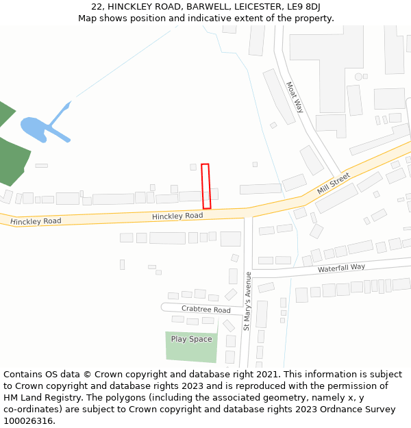 22, HINCKLEY ROAD, BARWELL, LEICESTER, LE9 8DJ: Location map and indicative extent of plot