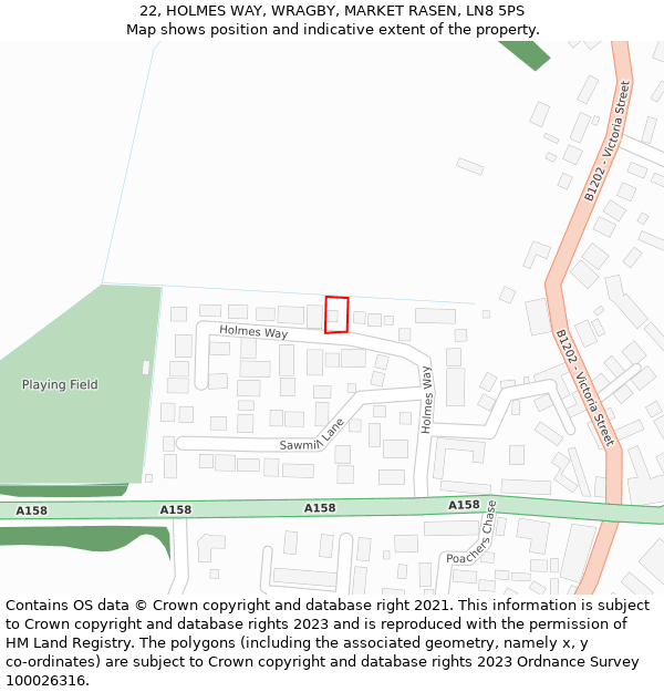 22, HOLMES WAY, WRAGBY, MARKET RASEN, LN8 5PS: Location map and indicative extent of plot