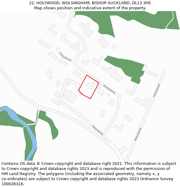 22, HOLYWOOD, WOLSINGHAM, BISHOP AUCKLAND, DL13 3HE: Location map and indicative extent of plot