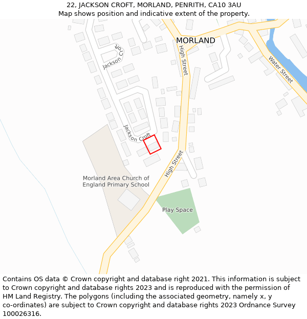 22, JACKSON CROFT, MORLAND, PENRITH, CA10 3AU: Location map and indicative extent of plot