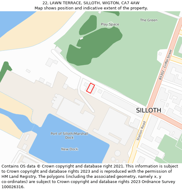 22, LAWN TERRACE, SILLOTH, WIGTON, CA7 4AW: Location map and indicative extent of plot