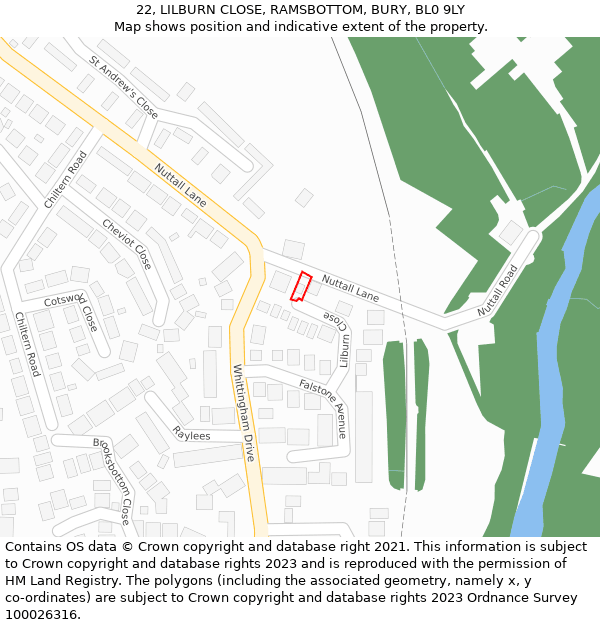 22, LILBURN CLOSE, RAMSBOTTOM, BURY, BL0 9LY: Location map and indicative extent of plot