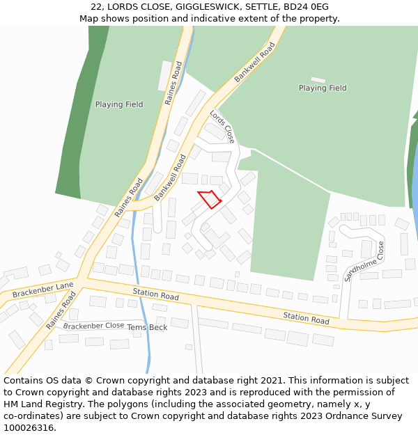 22, LORDS CLOSE, GIGGLESWICK, SETTLE, BD24 0EG: Location map and indicative extent of plot