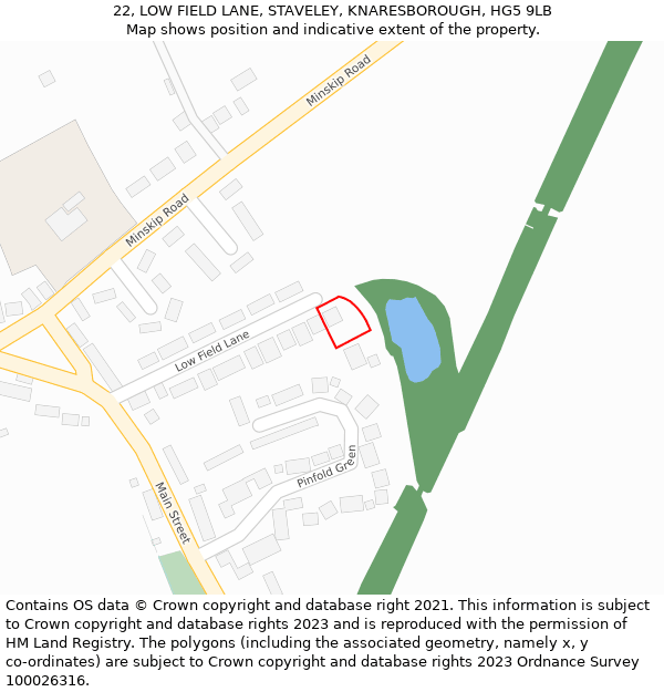 22, LOW FIELD LANE, STAVELEY, KNARESBOROUGH, HG5 9LB: Location map and indicative extent of plot