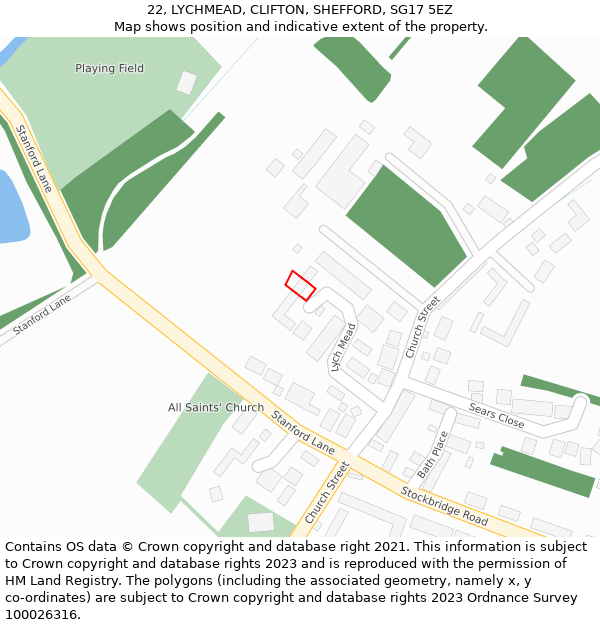 22, LYCHMEAD, CLIFTON, SHEFFORD, SG17 5EZ: Location map and indicative extent of plot