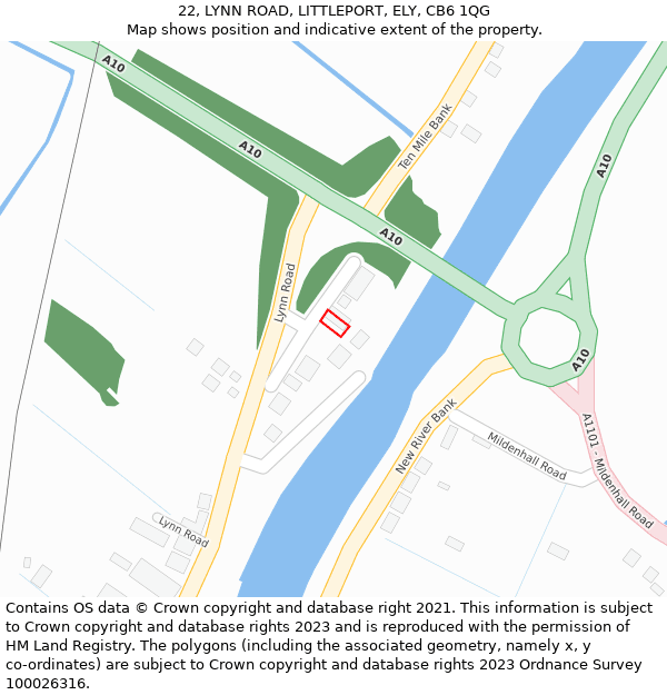 22, LYNN ROAD, LITTLEPORT, ELY, CB6 1QG: Location map and indicative extent of plot