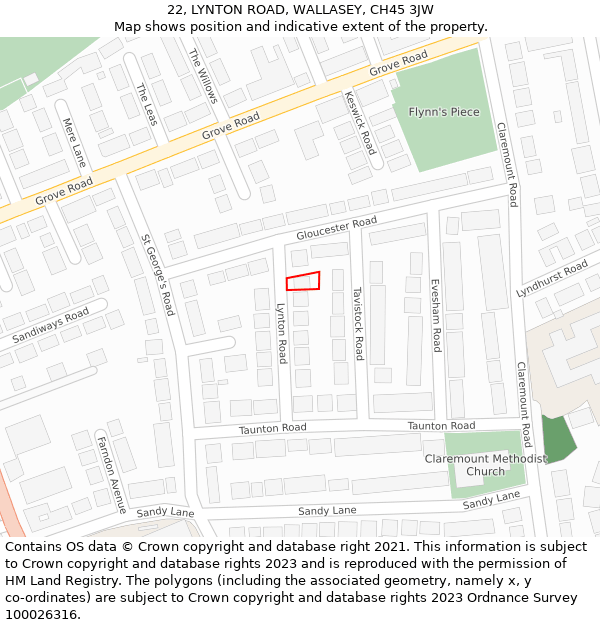 22, LYNTON ROAD, WALLASEY, CH45 3JW: Location map and indicative extent of plot