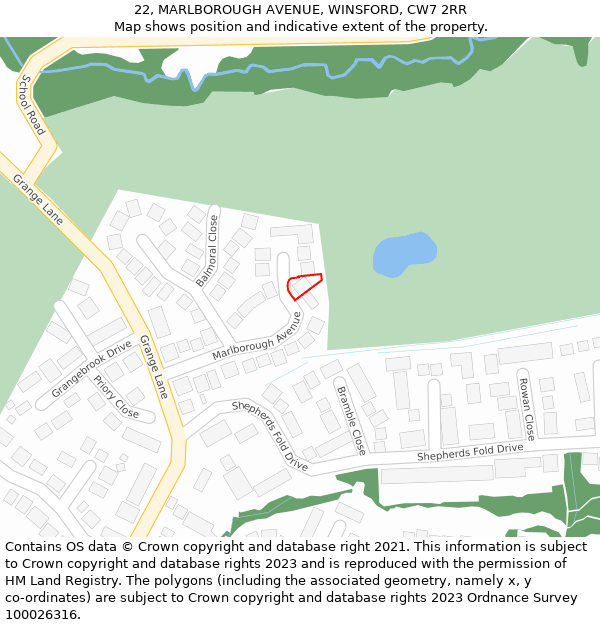 22, MARLBOROUGH AVENUE, WINSFORD, CW7 2RR: Location map and indicative extent of plot