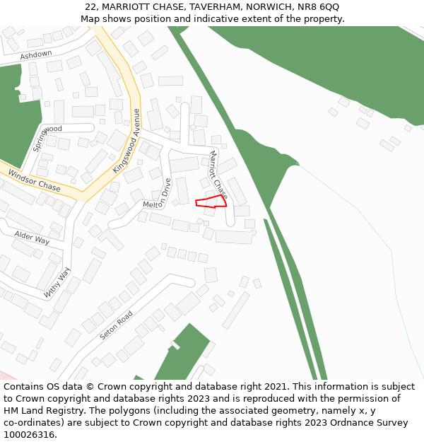 22, MARRIOTT CHASE, TAVERHAM, NORWICH, NR8 6QQ: Location map and indicative extent of plot