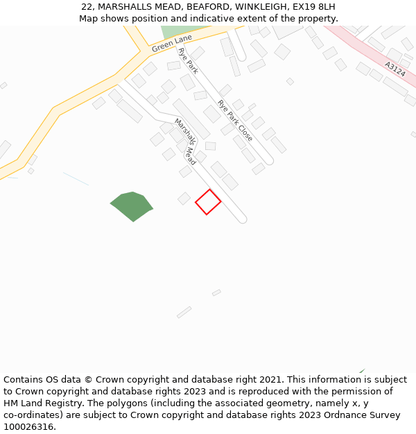 22, MARSHALLS MEAD, BEAFORD, WINKLEIGH, EX19 8LH: Location map and indicative extent of plot