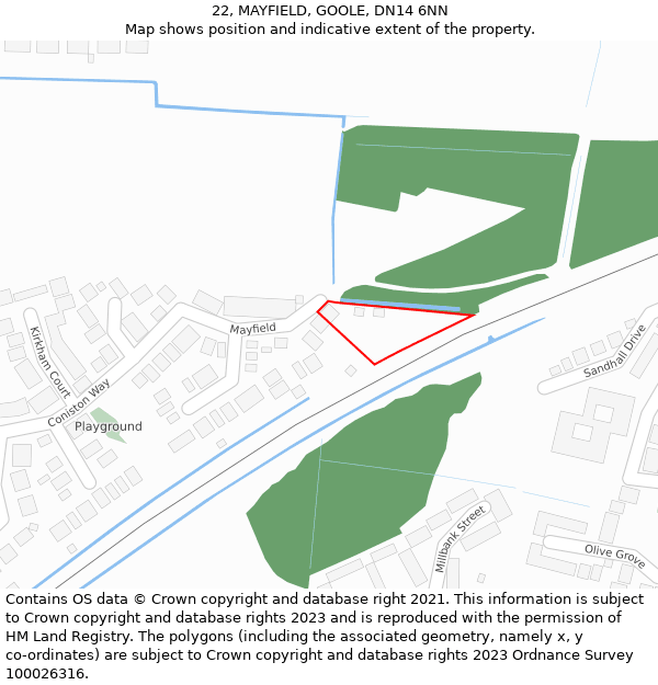 22, MAYFIELD, GOOLE, DN14 6NN: Location map and indicative extent of plot