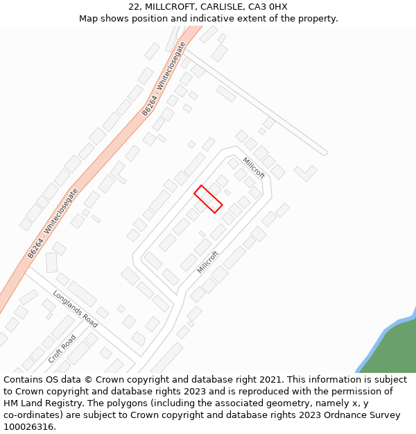 22, MILLCROFT, CARLISLE, CA3 0HX: Location map and indicative extent of plot