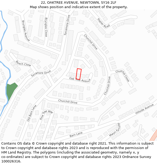 22, OAKTREE AVENUE, NEWTOWN, SY16 2LF: Location map and indicative extent of plot