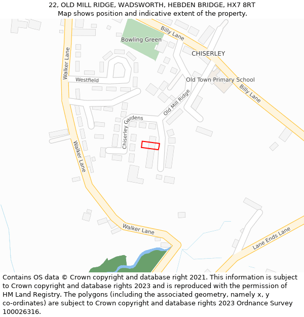 22, OLD MILL RIDGE, WADSWORTH, HEBDEN BRIDGE, HX7 8RT: Location map and indicative extent of plot