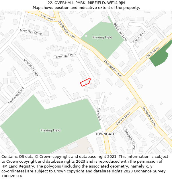 22, OVERHALL PARK, MIRFIELD, WF14 9JN: Location map and indicative extent of plot