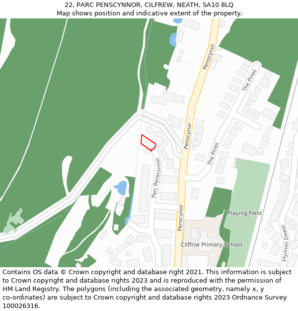 22, PARC PENSCYNNOR, CILFREW, NEATH, SA10 8LQ: Location map and indicative extent of plot