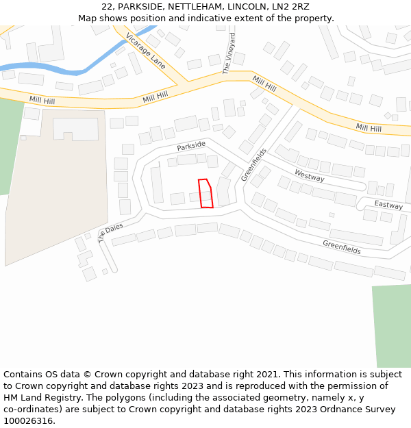 22, PARKSIDE, NETTLEHAM, LINCOLN, LN2 2RZ: Location map and indicative extent of plot