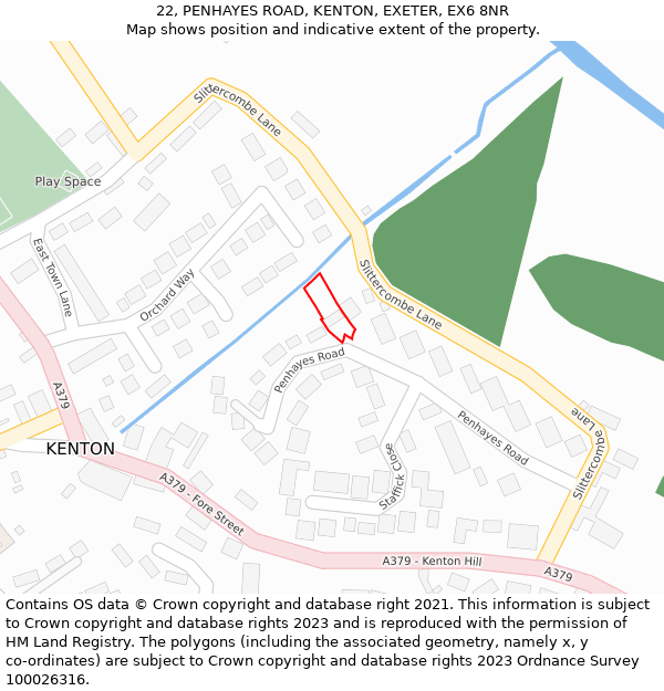 22, PENHAYES ROAD, KENTON, EXETER, EX6 8NR: Location map and indicative extent of plot