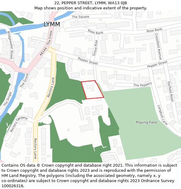22, PEPPER STREET, LYMM, WA13 0JB: Location map and indicative extent of plot