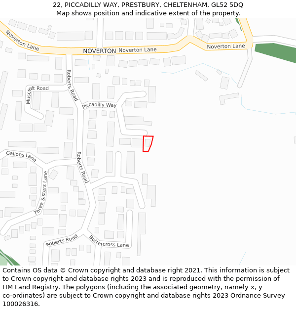 22, PICCADILLY WAY, PRESTBURY, CHELTENHAM, GL52 5DQ: Location map and indicative extent of plot