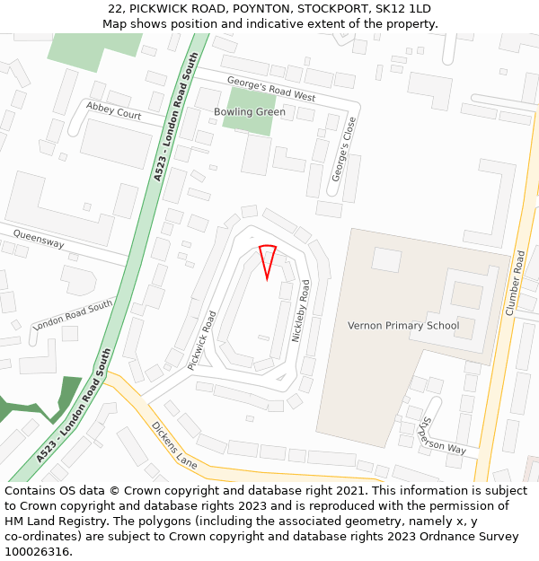 22, PICKWICK ROAD, POYNTON, STOCKPORT, SK12 1LD: Location map and indicative extent of plot