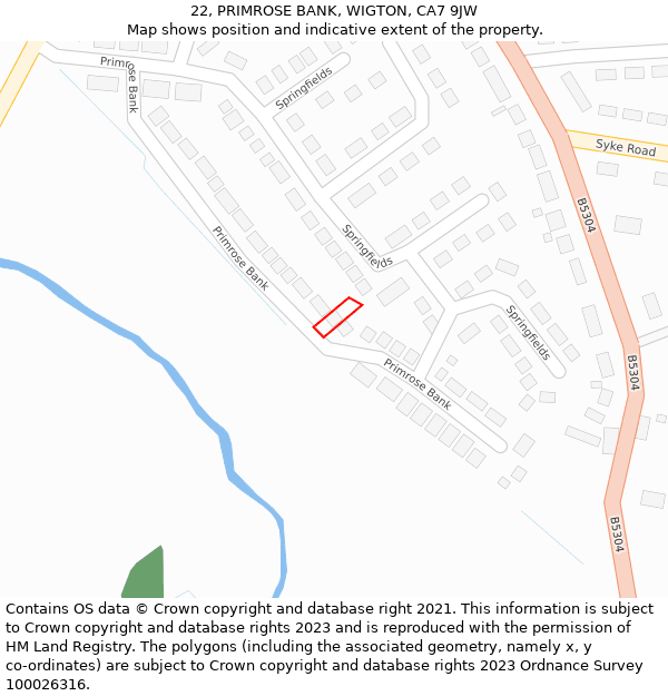 22, PRIMROSE BANK, WIGTON, CA7 9JW: Location map and indicative extent of plot