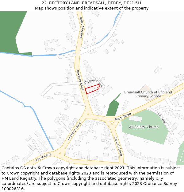 22, RECTORY LANE, BREADSALL, DERBY, DE21 5LL: Location map and indicative extent of plot