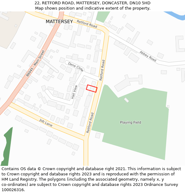 22, RETFORD ROAD, MATTERSEY, DONCASTER, DN10 5HD: Location map and indicative extent of plot