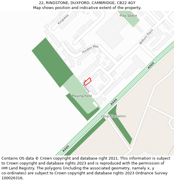 22, RINGSTONE, DUXFORD, CAMBRIDGE, CB22 4GY: Location map and indicative extent of plot