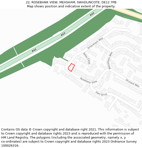 22, ROSEBANK VIEW, MEASHAM, SWADLINCOTE, DE12 7PB: Location map and indicative extent of plot